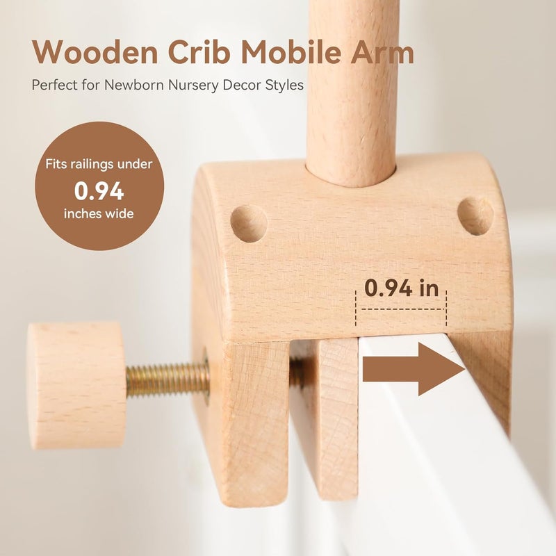 let's make Baby Crib Mobile Arm - Wooden Baby Mobile Crib Holder Height Adjustable for Hanging Baby Crib Attachment for Nursery Decor - Image 4